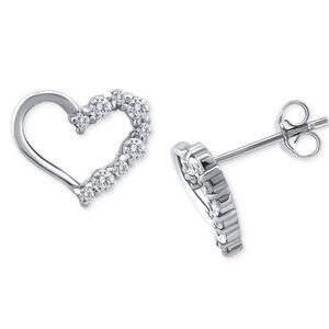 NWT Giani Bernini Cubic Zirconia Open Heart Stud Earrings, Macy's - Silver